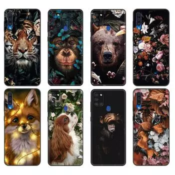 Черный чехол из ТПУ для Samsung Galaxy A50 50S A30S A10 A01 A11 A21S A31 A41 A51 A71 M21 M30S S10 LITE чехол с изображением цветов, животных, тигров Samsung A01
