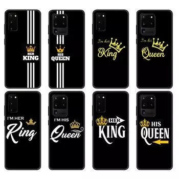 Черный чехол из ТПУ для Samsung Galaxy S20/S20 PLUS/S20 ultra/S20+/S20FE задняя крышка King Queen Lovers пара Samsung S20