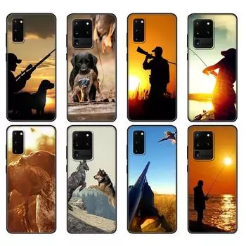 Черный чехол из ТПУ для Samsung Galaxy S20/S20 PLUS/S20 ultra/S20+/S20FE задняя крышка охотничья собака и рыбак Samsung S20