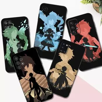 Черный чехол из ТПУ для Samsung Galaxy S22 S20 S21 FE PLUS ultra+S10 E lite задняя крышка Genshin Impact Anime Samsung S21 FE