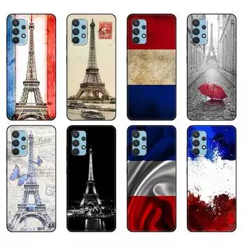 Черный чехол из ТПУ для Samsung Galaxy A12 A22 A32 A42 A52 A72 4g 5g S21 PLUS Ultra задняя крышка флаг Франции Париж Эйфелева башня Samsung S21