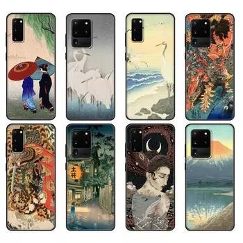 Черный чехол из ТПУ для Samsung Galaxy S20/S20 PLUS/S20 ultra/S20+/S20FE задняя крышка в японском стиле Art Samsung S20