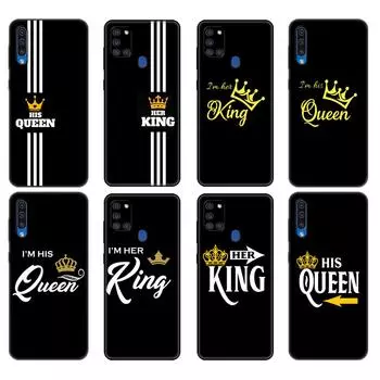 Черный чехол из ТПУ для Samsung Galaxy A50 50S A30S A10 A01 A11 A21S A31 A41 A51 A71 M21 M30S S10 LITE King Queen Lovers Para Samsung A01