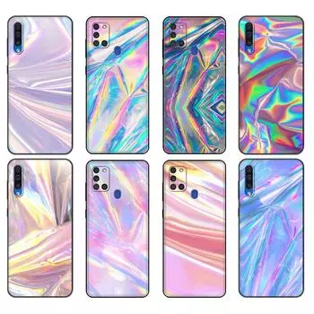 Черный чехол из ТПУ для Samsung Galaxy A50 50S A30S A10 A01 A11 A21S A31 A41 A51 A71 M21 M30S S10 LITE, голографический переливающийся чехол Samsung A01