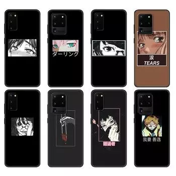 Черный чехол из ТПУ для Samsung Galaxy S20 /S20 PLUS/S20 ultra/S20+ /S20FE задняя крышка японская аниме эстетика Samsung S20 PLUS