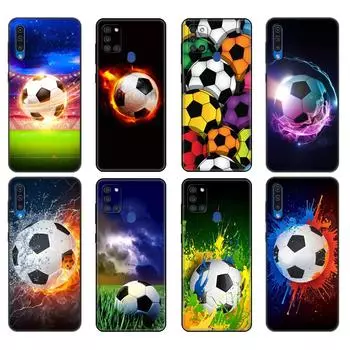 Черный чехол из ТПУ для Samsung Galaxy A50 50S A30S A10 A01 A11 A21S A31 A41 A51 A71 M21 M30S S10 LITE Cover Fire Football Samsung A01