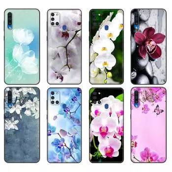 Черный чехол из ТПУ для Samsung Galaxy A50 50S A30S A10 A01 A11 A21S A31 A41 A51 A71 M21 M30S S10 LITE чехол с изображением цветов орхидеи Colorfu Samsung A01