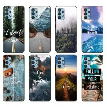 Черный чехол из ТПУ для Samsung Galaxy A12 A22 A32 A42 A52 A72 4g 5g S21 PLUS Ultra задняя крышка для путешествий, гор, моря, пляжа, цитаты Samsung S21