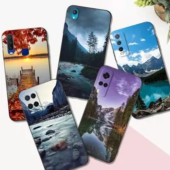 Черный чехол из ТПУ для Vivo V5 V5S V7 V9 Youth V11 V11i V15 V17 NEO V20 E V21 V21E V23 V23E PRO 4G 5G горный природный пейзаж Vivo V20