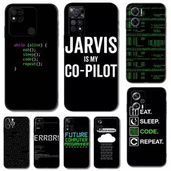 Черный чехол из ТПУ для Xiaomi 12 12T lite SX 11lite NE 11i 11T Pro Redmi 10 10A 10C 4G 5G Кодирование Коды программирования Код redmi 10 5G