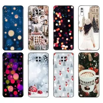 Черный чехол из ТПУ для Xiaomi Redmi 7A 8 8A 9 9A 9C чехол Redmi Note 8T 8 Pro T Note 9 9S 9 Pro чехол зима Новый год Рождество Xiaomi Redmi 7A