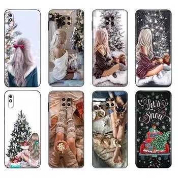 Черный чехол из ТПУ для Xiaomi Redmi 7A 8 8A 9 9A 9C, чехол Redmi Note 8T 8 Pro T Note 9 9S 9 Pro, чехол Fashion Girl Merry Christmas Xiaomi Redmi 7A
