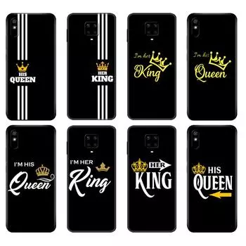 Черный чехол из ТПУ для Xiaomi Redmi 7A 8 8A 9 9A 9C, чехол Redmi Note 8T 8 Pro T Note 9 9S 9 Pro, чехол King Queen Lovers Couple Xiaomi Redmi 7A