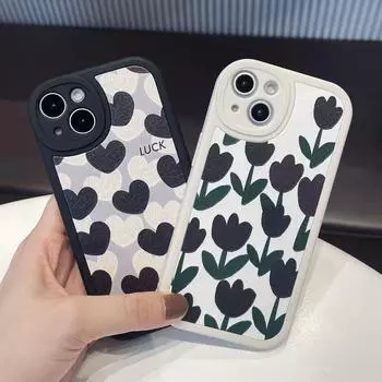 Черный чехол Love для iPhone 12, 13, 14, 15 Pro и 16 Pro Max iPhone 13