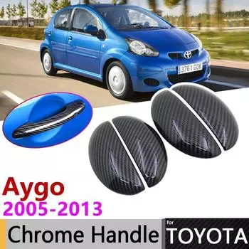 Черный чехол на дверную ручку из углеродного волокна для Toyota Aygo MK1 2005 ~ 2013 2009 2010 2011 2012, автомобильные аксессуары, набор накладок, хромированные наклейки for 2 Door