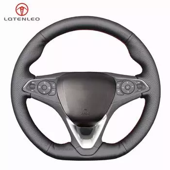 Черный чехол на руль автомобиля из искусственной кожи для Opel Astra 2015-2021 Corsa Combo Mokka 2018-2021 Grandland X Insignia CT 2017-2021 чёрный