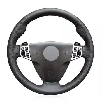 Черный чехол на руль автомобиля из искусственной кожи, сшитый вручную для Saab 9-3 2006 2007 2008 2009 2010 2011 9-5 2006 2007 2008 2009 чёрный