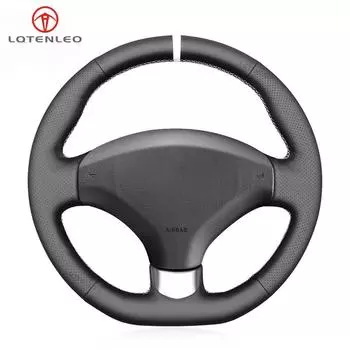 Черный чехол на руль автомобиля из искусственной кожи для ручного шитья для Peugeot 308 308 CC SW 2007-2015 RCZ 2010-2015 3008 5008 2009-2017 чёрный