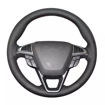 Черный чехол на руль из искусственной кожи, сшитый вручную для Ford Mondeo 2014-2020 Fusion 2013-2020 EDGE Galaxy S-Max 2015-2020 чёрный