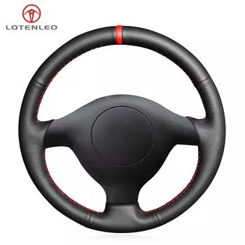 Черный чехол на руль из искусственной кожи для Volkswagen VW Golf 4 (IV) Пассат Поло Бора 1997-2005 Сеат Леон MK1 Толедо 1998-2005 красный