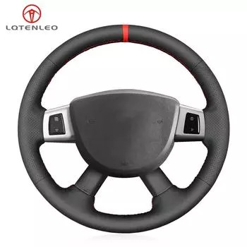 Черный чехол на руль из искусственной кожи для Jeep Commander XK Grand Cherokee III Cherokee IV KK 2008-2010 Dodge Nitro 2007-2012 чёрный