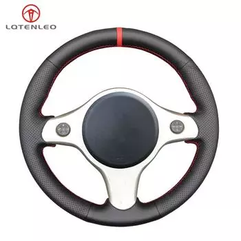 Черный чехол на руль из искусственной кожи, сшитый вручную для Alfa Romeo 159 2006-2012 Brera Spider 2006 2007 2008 2009-2011 чёрный