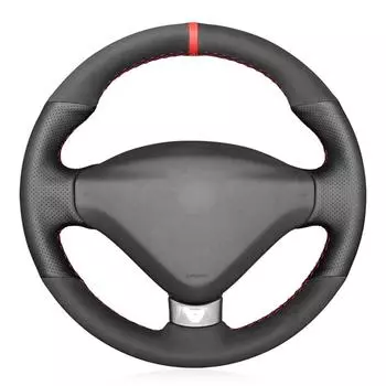 Черный чехол на руль из искусственной замши, сшитый вручную, нескользящий, для Peugeot 207 CC 2012 2013 2014 чёрный