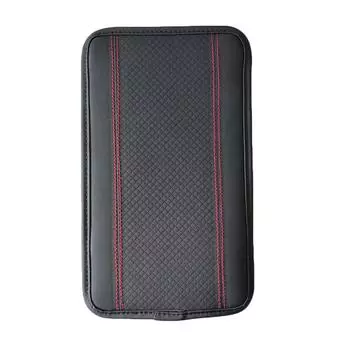 Черный чехол-подушка подлокотника из ПУ кожи для автомобиля, накладка на бокс центральной консоли, отделка красной строчкой