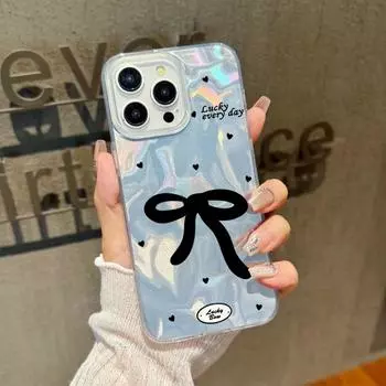 Черный чехол с блестками и бантом для iPhone 16 15 Pro Max 14 Pro 13 12 11 тонкий гибридный противоударный бампер из ТПУ iPhone 16 чёрный