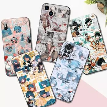 Черный чехол TPU для Samsung Galaxy A03 Core A03S A13 A23 LTE A33 A53 A73 4G 5G Genshin Impact Anime Samsung A03S 164.3mm