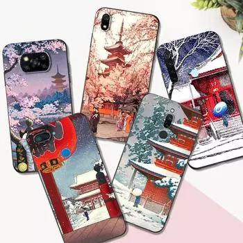 Черный чехол TPU для Xiaomi mi 10 10T NOTE 10 9 A3 lite 9T PRO Чехол ретро Токио японское искусство xiaomi mi 10