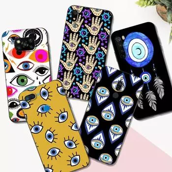Черный чехол Tpu для Xiaomi mi 10 10T NOTE 10 9 A3 lite 9T PRO Cover Evil Eye Illustration Xiaomi mi A3 Lite