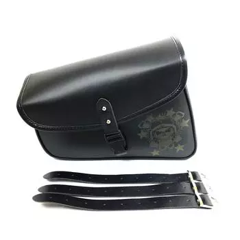Черный череп Мотоциклетные седельные сумки Боковая сумка для инструментов из искусственной кожи Сумка-седло для багажа Left