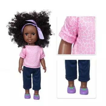 Черный черный малыш милый кудрявый черный 14INCH виниловая детская игрушка