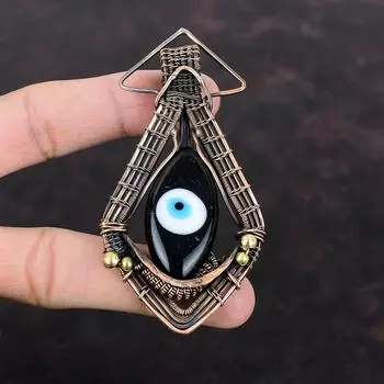 Черный цвет кулон от сглаза, медная проволока, обернутая кулоном, ювелирное изделие ручной работы, дизайнерский кулон, медное ювелирное изделие, настоящий драгоценный камень, кулон в подарок для нее