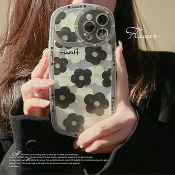 Черный цветок Ins, белый милый противоударный чехол для телефона для Iphone 14 Max Pro 11 12 13 Promax Xsmax X Xr, противоударный силиконовый чехол на заднюю панель For iphone 14