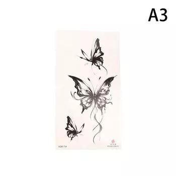 Черный цветок водонепроницаемый временный тату-стикер красота бабочка роза для женщин 3D флэш боди-арт руки моющиеся поддельные татуировки