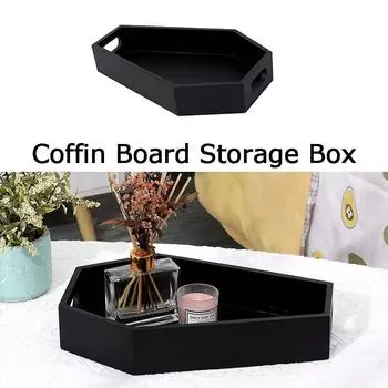 Черный деревянный поднос для хранения, настольный орнамент, косметический ящик для хранения, ящик для хранения гробовой доски чёрный
