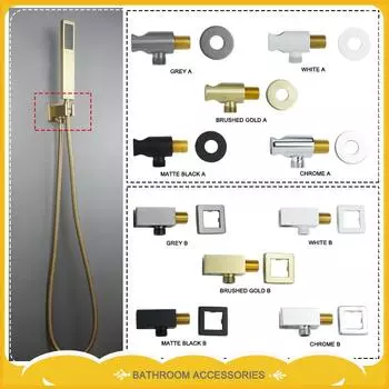 Черный держатель для ручного душа, настенное крепление из латуни G1/2 с соединителем для душевого шланга, крепежный кронштейн, аксессуары для ванной комнаты