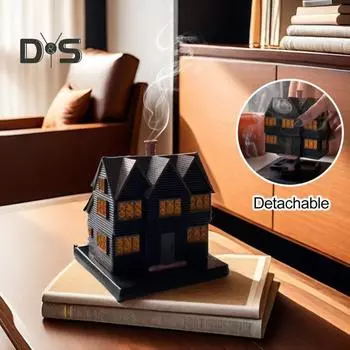 Черный дом курильница смола ведьма дом благовония конус палочка держатель Хэллоуин вечеринка настольное украшение орнамент чёрный