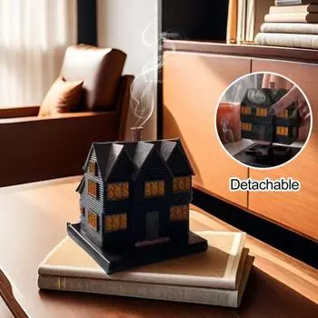 Черный дом курильница смола ведьма дом благовония конус палочка держатель Хэллоуин вечеринка настольное украшение орнамент чёрный