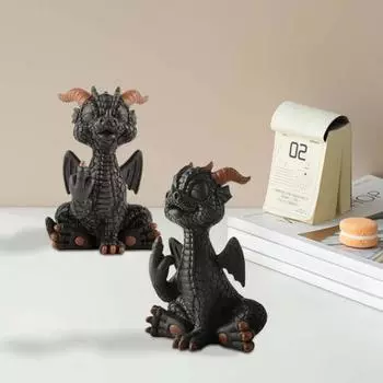 Черный дракон, статуэтка из смолы, украшение для дома, комнатная и уличная статуэтка, держатель ключей, уникальный подарок на новоселье для мужчин, женщин, друзей чёрный