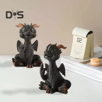 Черный дракон, статуэтка из смолы, украшение для дома, комнатная и уличная статуэтка, держатель ключей, уникальный подарок на новоселье для мужчин, женщин, друзей чёрный