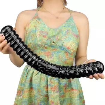 Черный двуглавый золотой обруч для женского двуглавого фаллоимитатора, большой толстый и длинный анальный фаллоимитатор S