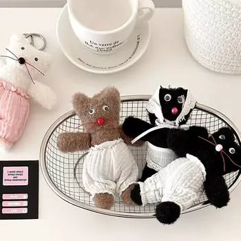 Черный фартук медведь фартук медведь плюшевая кукла PP хлопок медведь плюшевая подвеска автомобильный брелок style 1