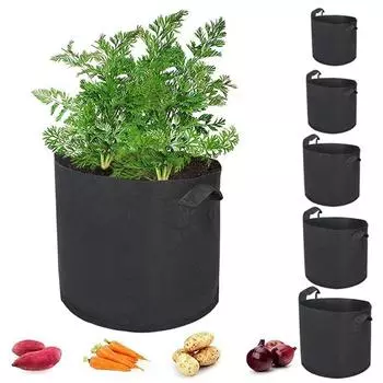 Черный фетровый мешок для растений, мешок для выращивания растений в саду, контейнер для посадки картофеля, томатов, овощей, кашпо, аксессуары для горшков для посадки 20Dx20H чёрный