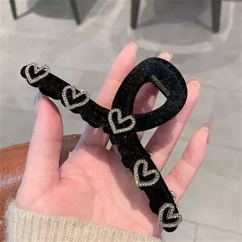 Черный флокированный персиковый сердечко нежный зажим зажим акула заколка женские модные аксессуары для волос для девочек