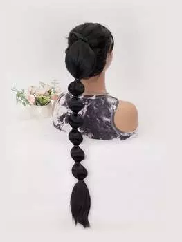 Черный галстук длиной 70 см с накладными волосами в виде конского хвоста 28inch