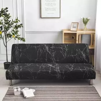 Черный геометрический складной чехол для дивана-кровати, чехлы для диванов, эластичные чехлы на сиденья из спандекса, чехлы для гостиной, геометрический принт S 120-150cm