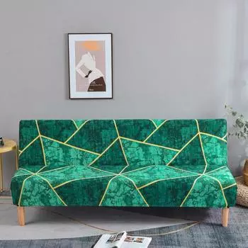 Черный геометрический складной чехол для дивана-кровати, чехлы для диванов, эластичные чехлы на сиденья из спандекса, чехлы для гостиной, геометрический принт M (160-190cm)